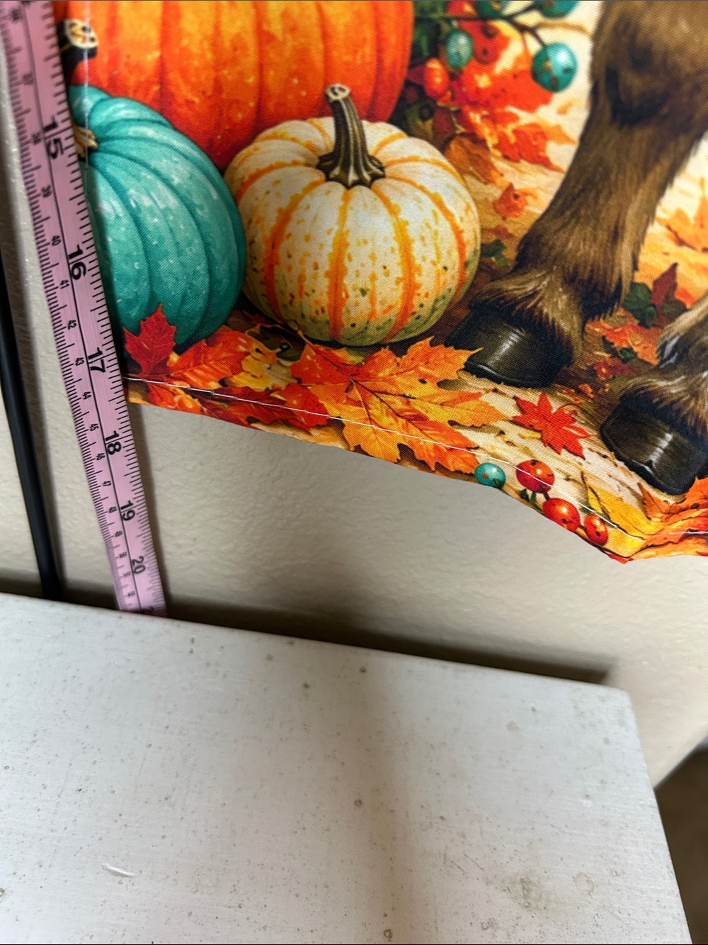 Garden Yard Flag Hello Fall Donkey Tapestry Orange, Teal & Cream Autumn Accent - Picture 5 of 6